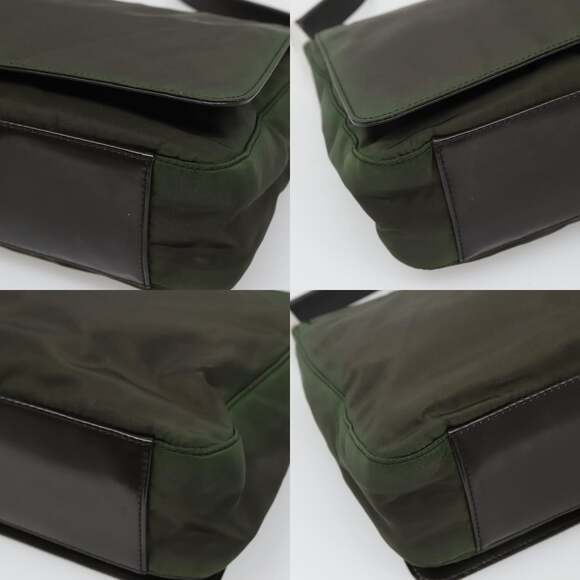 PRADA Shoulder Bag Nylon Khaki Silver - Picture 10 of 12